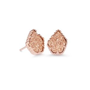 Tessa Rose Gold Stud Earrings In Rose Gold Drusy